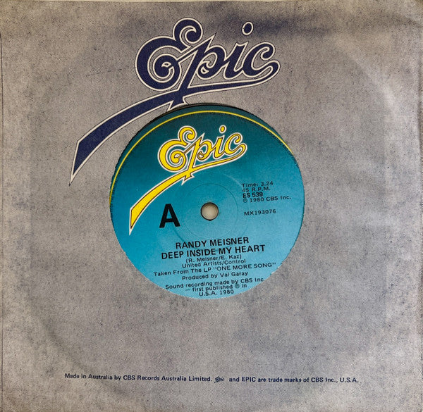 Randy Meisner : Deep Inside My Heart (7", Single)