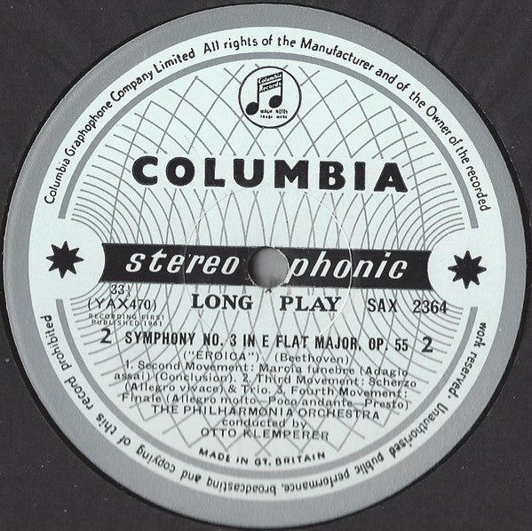 Beethoven*, Otto Klemperer Conducting The Philharmonia Orchestra* : Symphony No. 3 In E Flat Major Op. 55 "Eroica" (LP)
