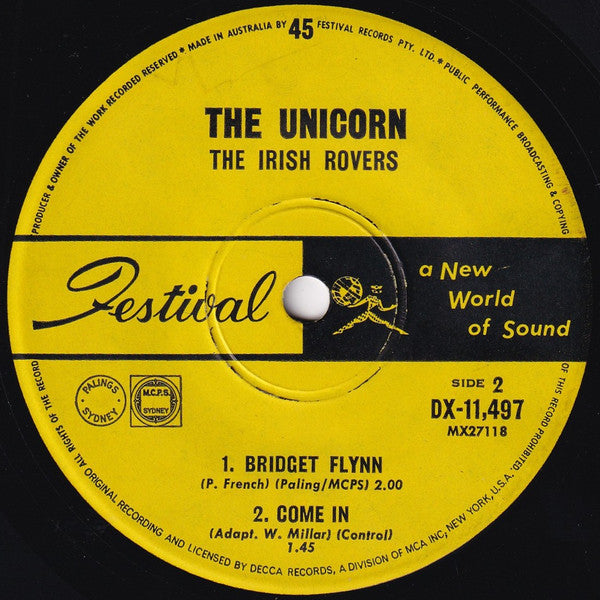 The Irish Rovers : The Unicorn (7", EP, Mono)