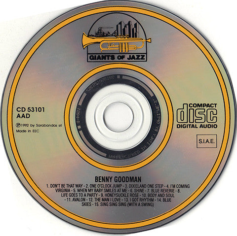 Benny Goodman : Carnegie Hall Jazz Concert (New York, January 16, 1938) (CD, Comp, RE)