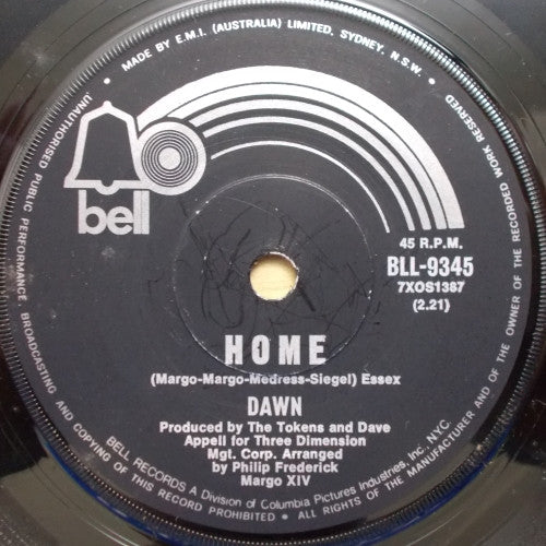 Dawn (5) : Knock Three Times / Home (7", Single)