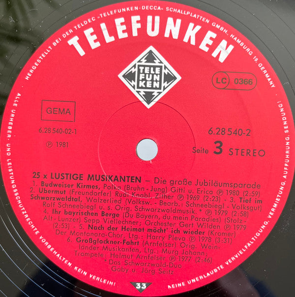 Various : 25x Lustige Musikanten - Die Grosse Jubiläumsparade (2xLP, Comp)