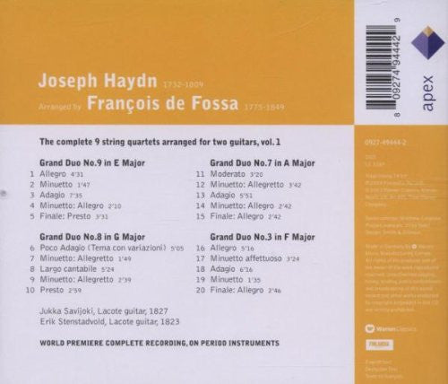 Haydn*, De Fossa* - Jukka Savijoki, Erik Stenstadvold : The Complete 9 String Quartets Arranged For Two Guitars, Volume 1 (CD, Album)