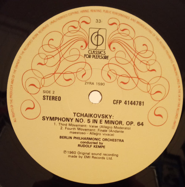 Rudolf Kempe, Berliner Philharmoniker, Pyotr Ilyich Tchaikovsky : Symphony No. 5 (LP, RE)