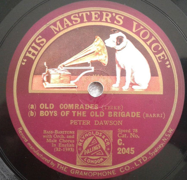 Peter Dawson : Le Reve Passe / Old Comrades / Boys Of The Old Brigade (Shellac, 12")