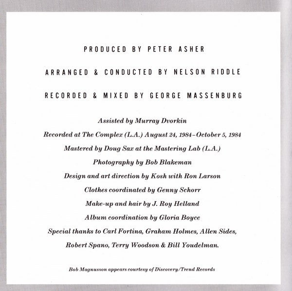 Linda Ronstadt With Nelson Riddle And His Orchestra : Lush Life (CD, Album, Tar)