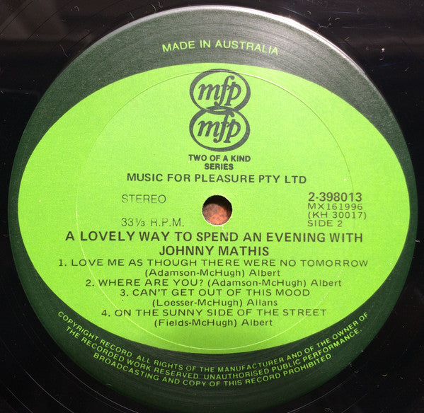 Johnny Mathis : A Lovely Way To Spend An Evening (2xLP, Comp)