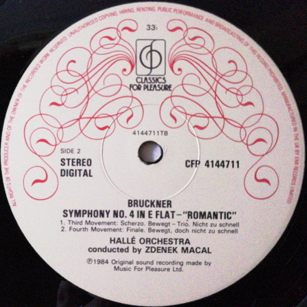 Anton Bruckner, Hallé Orchestra, Zdeněk Mácal : Symphony No.4 "Romantic" (LP)