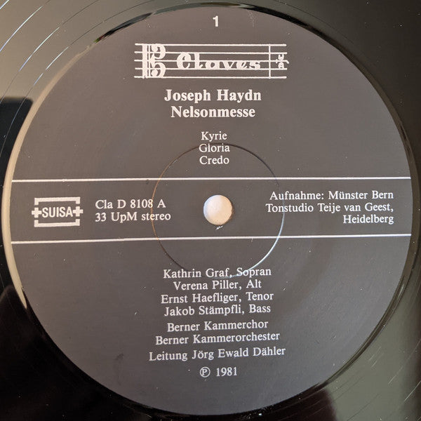 Joseph Haydn, Kathrin Graf, Verena Piller, Ernst Haefliger, Prof. Jakob Stämpfli, Berner Kammerchor, Berner Kammerorchester, Jörg Ewald Dähler : Nelsonmesse - Missa In Angustiis (LP)