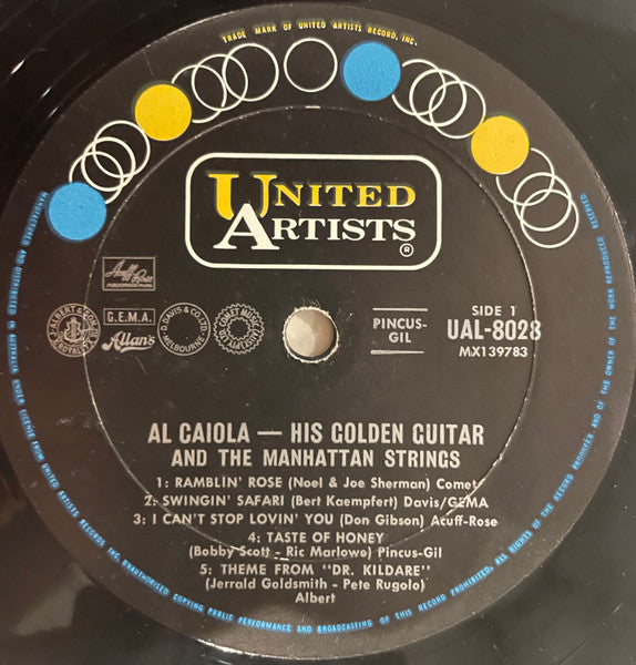 Al Caiola : His Golden Guitar And The Manhattan Strings (LP, Album, Mono)
