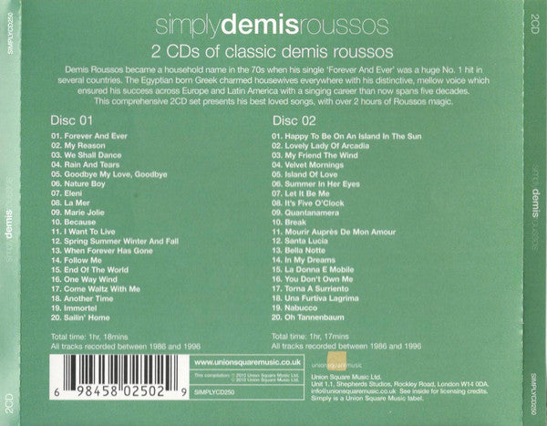 Demis Roussos : Simply Demis Roussos (2xCD, Comp)