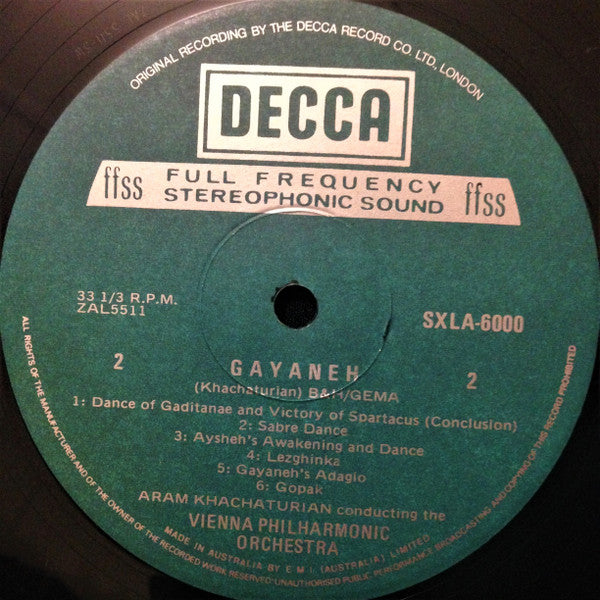 Aram Khatchaturian Conducting The Wiener Philharmoniker : Spartacus / Gayaneh (LP)