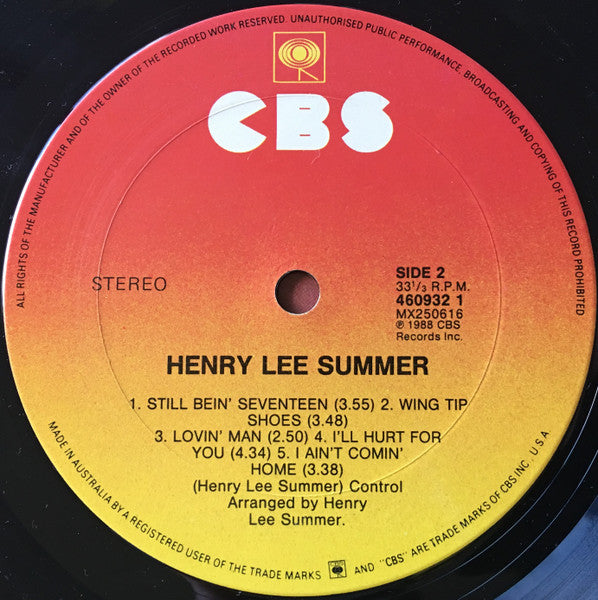 Henry Lee Summer : Henry Lee Summer (LP, Album)