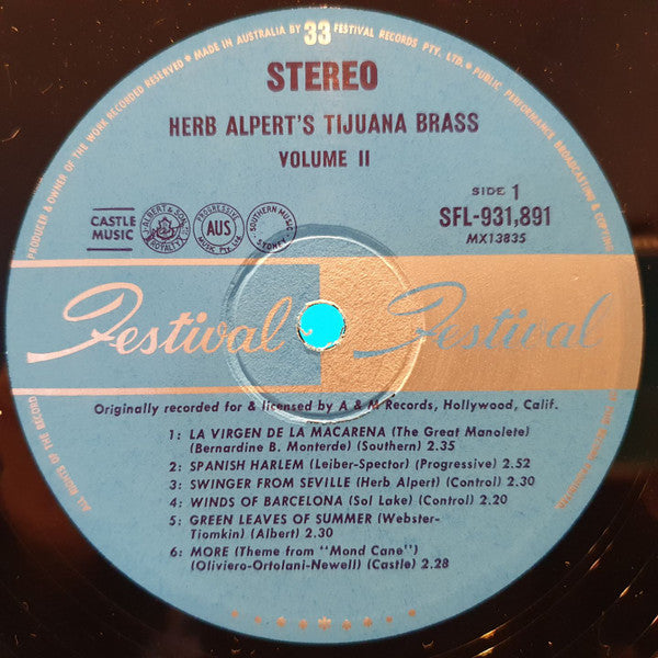 Herb Alpert's Tijuana Brass* : Volume 2 (LP, Album)