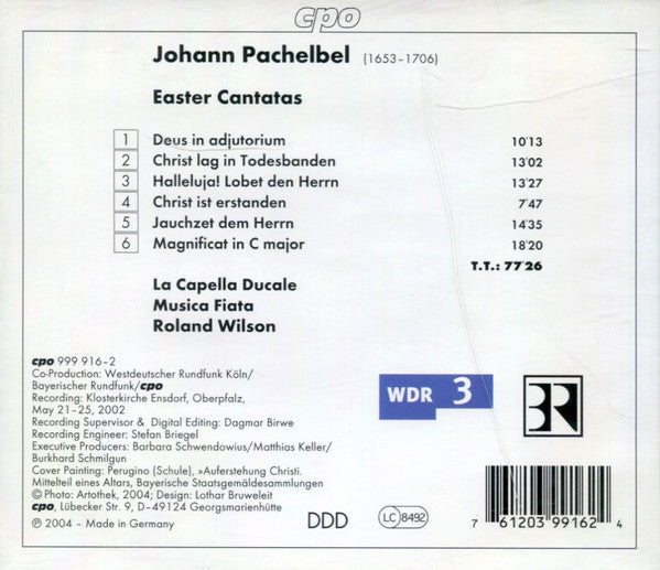 Johann Pachelbel - La Capella Ducale, Musica Fiata, Roland Wilson (2) : Easter Cantatas (CD, Album)