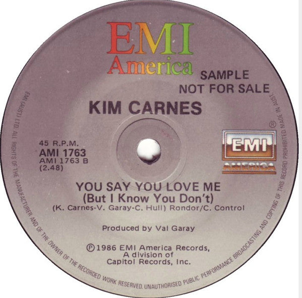 Kim Carnes : Divided Hearts (7", Promo)