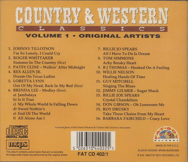 Various : Country & Western Classics -Volume One (CD, Comp)