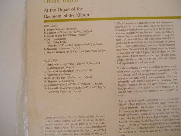 Fredric Bayco : Music For Theatre Organ Vol. 2 (LP, Album, Club)