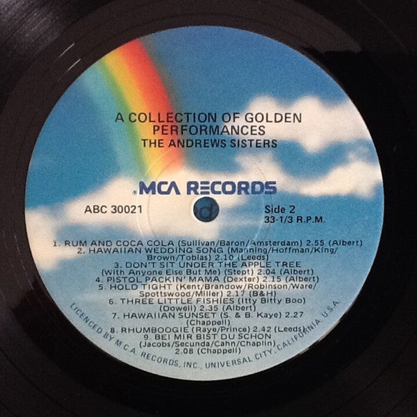 The Andrews Sisters : A Collection Of Golden Performances (LP, Comp)