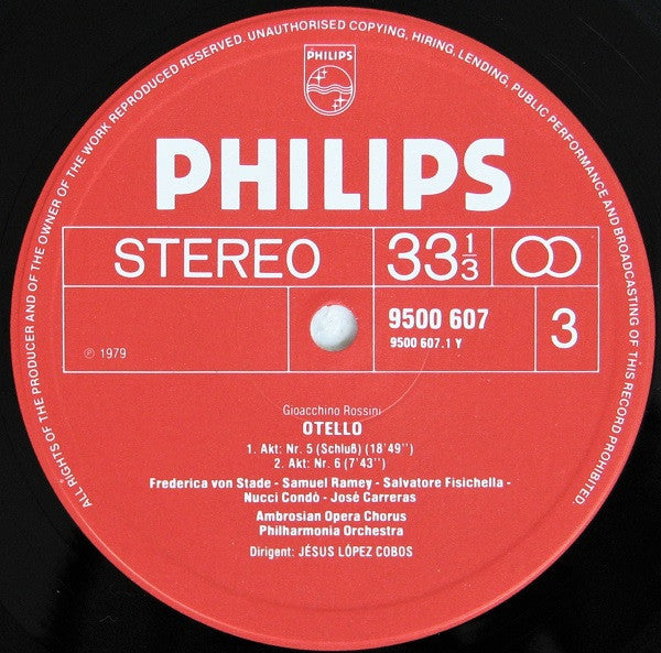 Gioacchino Rossini - José Carreras - Frederica Von Stade - Salvatore Fisichella - Samuel Ramey - Gianfranco Pastine - Nucci Condò - Philharmonia Orchestra - Jesús López-Cobos : Otello (3xLP, Album + Box)
