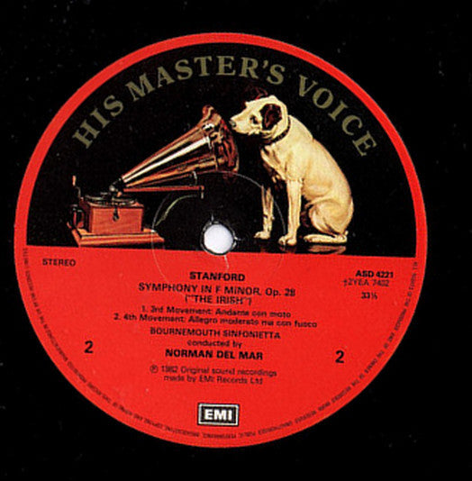 Stanford*, Norman Del Mar, Bournemouth Sinfonietta : 'Irish' Symphony (LP)