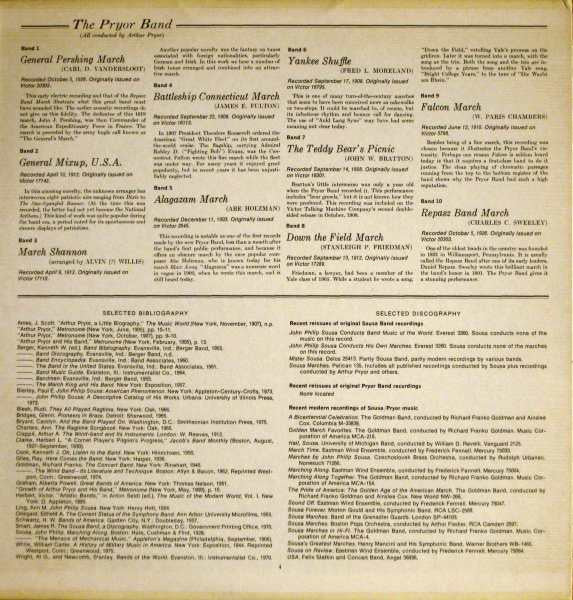 Various : The Sousa And Pryor Bands (Original Recordings 1901-1926) (LP, Comp, Mono)