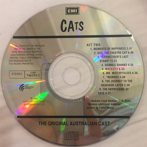 Andrew Lloyd Webber : Cats- The Original Australian Cast (2xCD, Album, Comp)