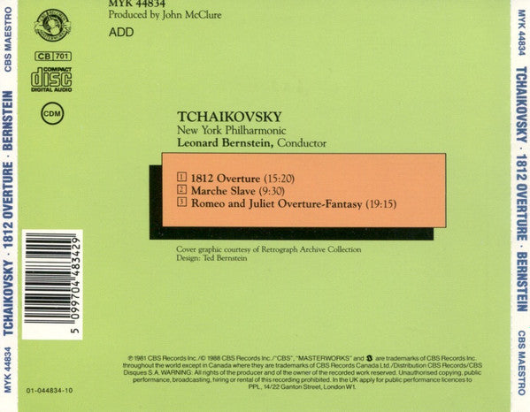 Pyotr Ilyich Tchaikovsky, New York Philharmonic, Leonard Bernstein : 1812 Overture / Marche Slave / Romeo & Juliet Overture-Fantasy (CD, Comp, RE)