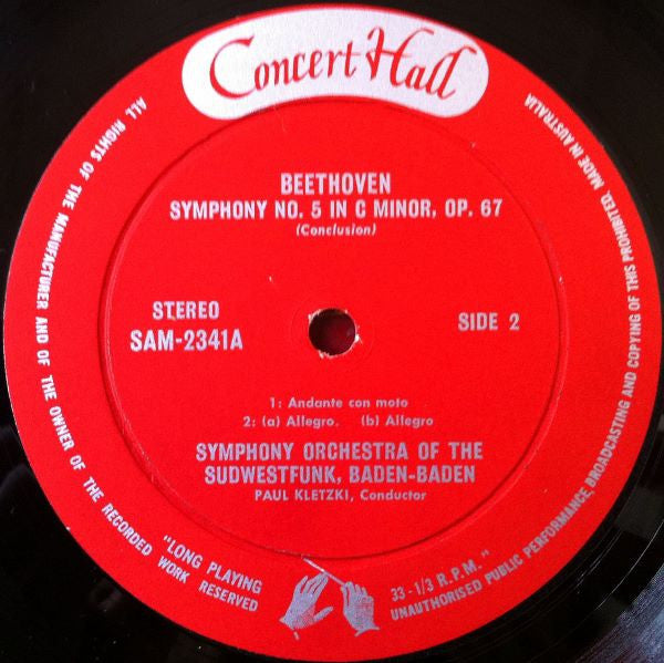 Ludwig van Beethoven / Franz Schubert, Südwestfunkorchester Baden-Baden And The Wiener Festspielorchester , Conductors Paul Kletzki And Josef Krips : Symphony No. 5 In C Minor Op. 67, Symphony No. 8 In B Minor ("Unfinished") (LP, Album)