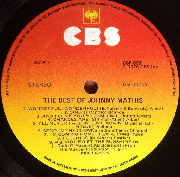 Johnny Mathis : The Best Of Johnny Mathis (LP, Comp)