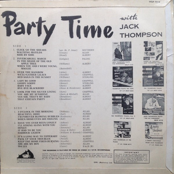 Jack Thompson : Party Time With Jack Thompson Piano (LP)
