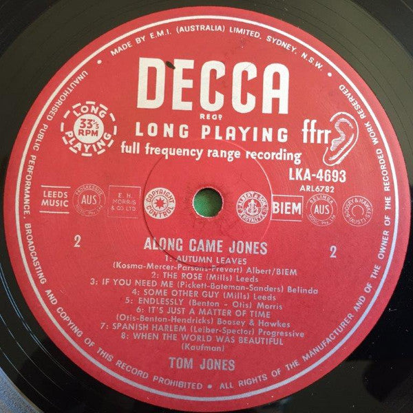 Tom Jones : Along Came Jones (LP, Album, Mono)