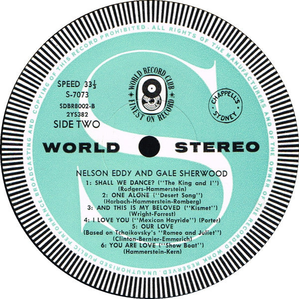 Nelson Eddy And Gale Sherwood With Harry Sosnik And His Orchestra : Nelson Eddy & Gale Sherwood (LP, Album, Club)