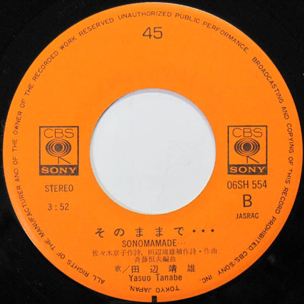 田辺靖雄* : よせばいいのに / そのままで… (7")