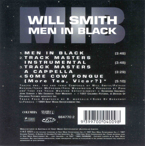 Will Smith : Men In Black (CD, Single, Car)