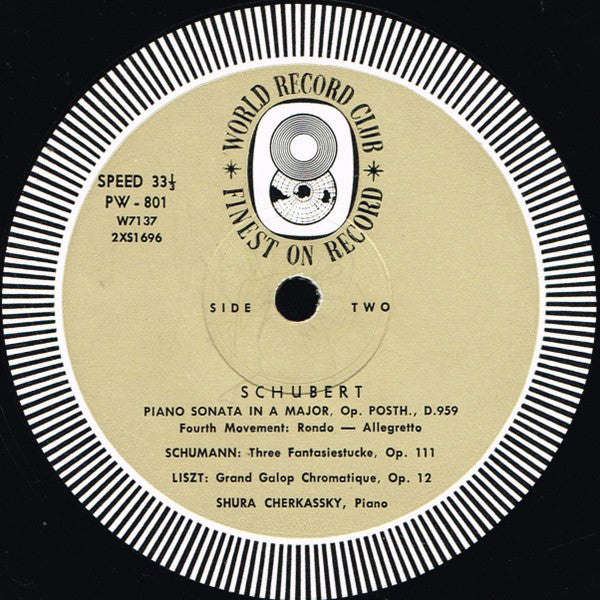 Shura Cherkassky : Piano Recital (LP, Album, Mono, Club)