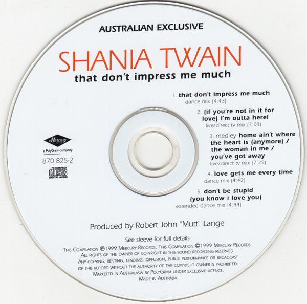 Shania Twain : That Don't Impress Me Much (CD, Single)