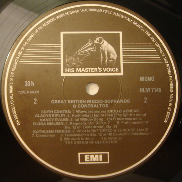 Various : Great British Mezzo-Sopranos & Contraltos (LP, Comp, Mono)