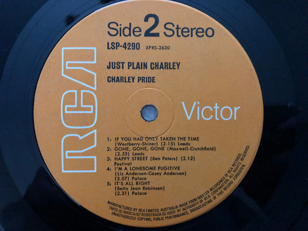 Charley Pride : Just Plain Charley (LP, Album)