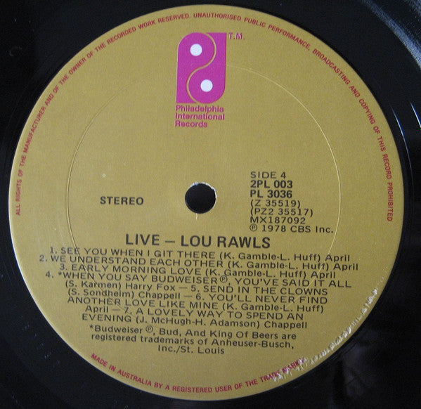 Lou Rawls : Live (2xLP, Album, Gat)