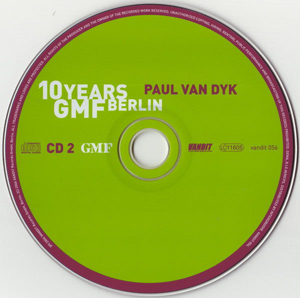 Paul van Dyk, DJ Divinity & Super Zandy : 10 Years GMF Berlin Compilation (2xCD, Comp, Mixed)