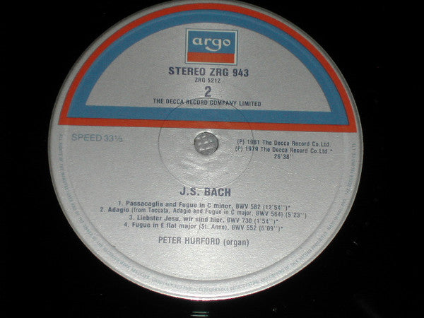 J.S. Bach*, Peter Hurford : Famous Organ Works Toccata & Fugue (LP, Album)