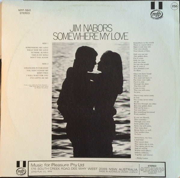 Jim Nabors : Somewhere My Love (LP, Comp)