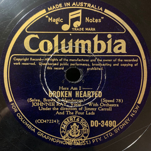 Johnnie Ray : Please, Mr. Sun / Here Am I --- Broken Hearted (Shellac, 10")