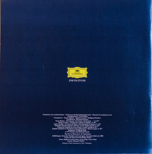 Pyotr Ilyich Tchaikovsky - Peter Gougalov, Galina Vishnevskaya, Regina Resnik, Bernd Weikl, Dan Iordăchescu, Hanna Schwarz, Lucia Popp, Ewa Dobrowska, Dimiter Petkov, Fausto Tenzi, Heinz Kruse, Christine Mitlehner, Rudolf Alexander Sutey, Orchestre Nati : Pique Dame (4xLP, Album + Box)