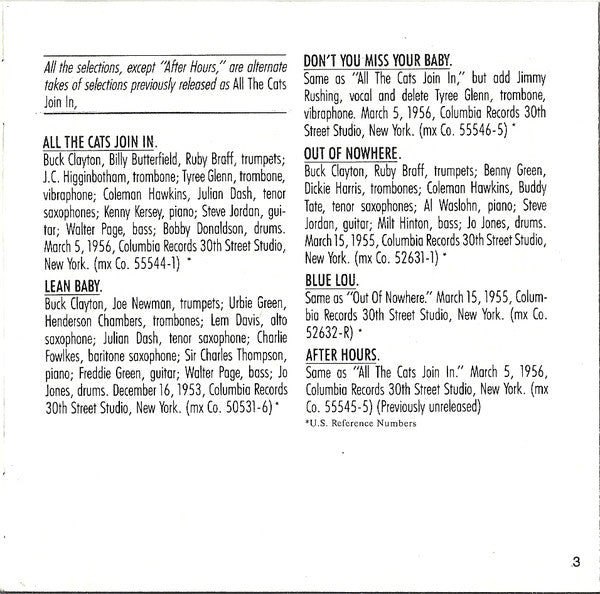 Buck Clayton : Jam Sessions From The Vault (CD, Mono, RM)