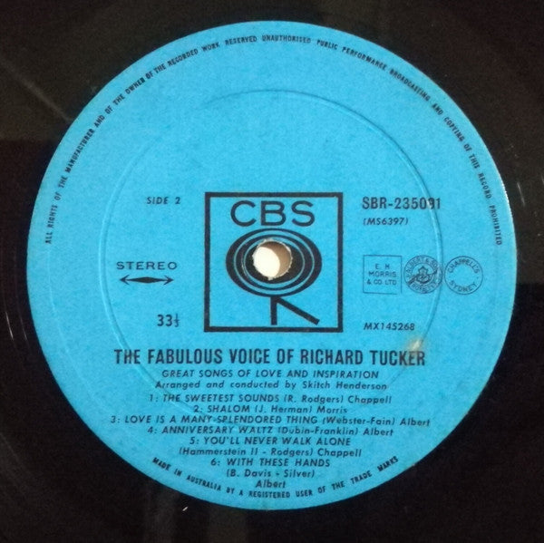 Richard Tucker (2) : The Fabulous Voice Of Richard Tucker - Great Songs Of Love And Inspiration (LP)