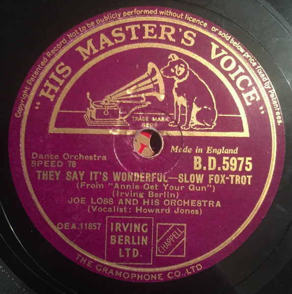 Joe Loss And His Orchestra* : A Gal In Calico / They Say It's Wonderful (Shellac, 10")