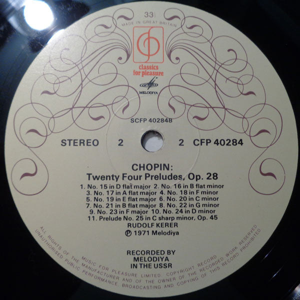 Frédéric Chopin, Rudolf Kerer : 24 Preludes Op. 28 / Prelude No. 25 In C Sharp Minor Op. 45 (LP, RE)