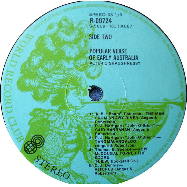Peter O'Shaughnessy : Popular Verse Of Early Australia (2xLP, Album, Club, RE)
